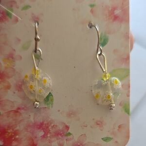 Floral Earrings with Silver Accents